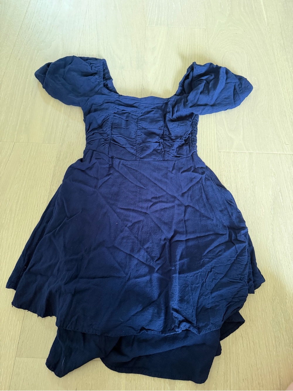 Navy Puff Sleeve Mini Dress - Women's